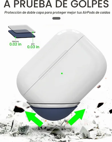 Vista 3 de Funda de silicona líquida para AirPods Pro 2, funda rígida protectora híbrida de triple capa a prueba de golpes compatible con AirPods Pro de 2ª