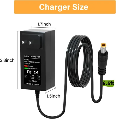 Vista 5 de Cargador de 42V para HY-A02 37V 2.0Ah Batería Compatible con HY-A02 Cable Adaptador de Alimentación de Batería