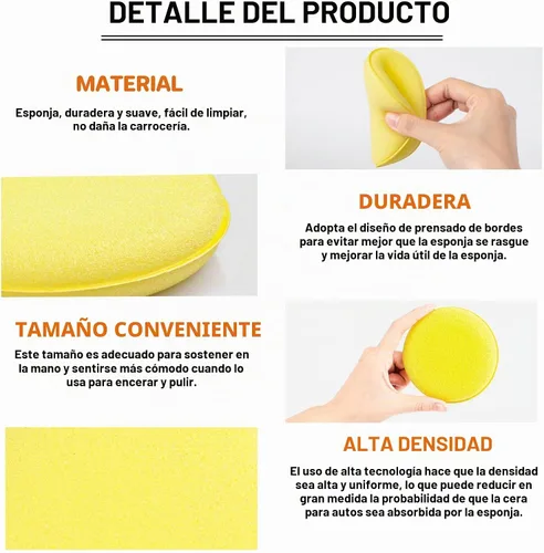 Vista 5 de PSLER Almohadillas aplicadoras de espuma – Almohadilla aplicadora de cera de coche de espuma para detallar, esponjas de pulido redondas de 4