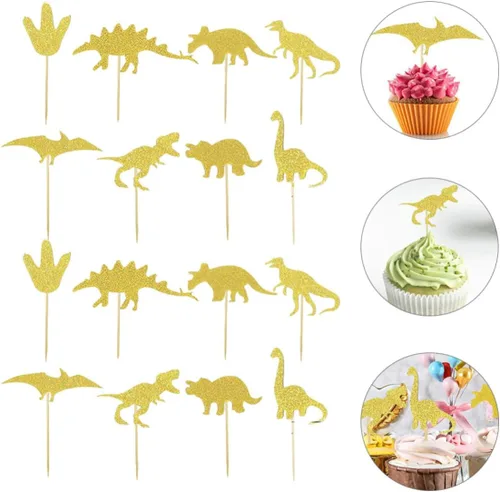 Vista 8 de 16pcs Dinosaur Cake Topper Plug-in Birthday Party Decor for Cakes