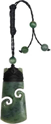 Vista 2 de 81stgeneration Collar de jade de nefrita doble Koru Toki tallado a mano Collar con colgante de cristal de piedra verde estilo maorí Collares