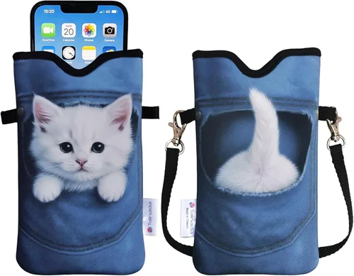 Vista 101 de Tainada Funda Estuche Bolsa de Neopreno para Teléfono para Hombres y Mujeres con Correa Cruzada/Cordón para el Cuello para iPhone 17/16/15 Pro Max