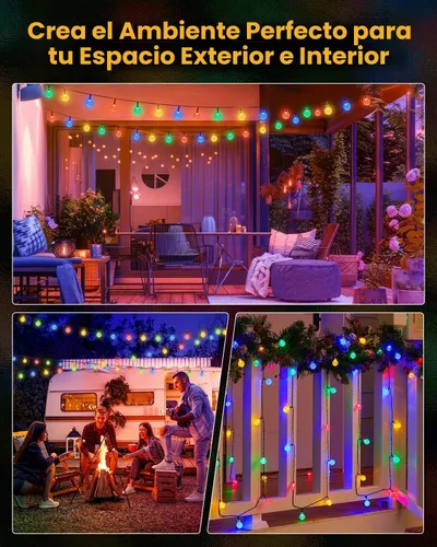 Vista 5 de Brightown Luces de Cadena Solares para Exteriores 60 LED 35.6 Pies Luces de Globo de Cristal con 8 Modos de Iluminación, Luces Solares Impermeables