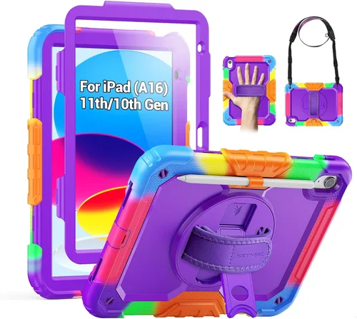 Vista 25 de SEYMAC Funda para iPad Air de 5ª/4ª generación de 10.9 pulgadas, Funda Protectora de Cuerpo Completo Resistente a Golpes con Protector de Pantalla
