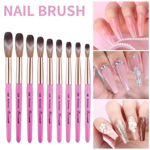 Vista 6 de Kolinsky - Brocha acrílica para uñas, tamaño 24, forma ovalada de cabello Kolinsky para aplicación acrílica, herramienta de manicura profesional