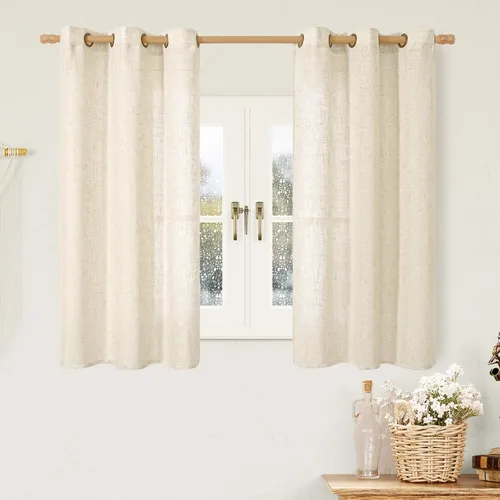 Vista 28 de LAMIT Cortinas de lino marrón caramelo para sala de estar, 84 pulgadas, de lino sintético, texturizado, filtrante de luz, paneles de privacidad