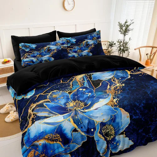 Vista 20 de Juego de edredón de sol y luna negro, juego de ropa de cama boho, ropa de cama de galaxia celestial y espacio estrellado, edredón mandala exótico