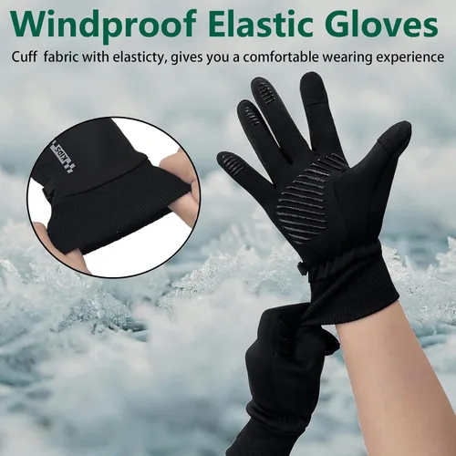 Vista 5 de Guantes de ciclismo de invierno para niños y niñas, guantes de ciclismo para pantalla táctil, impermeables, térmicos, guantes deportivos para niños
