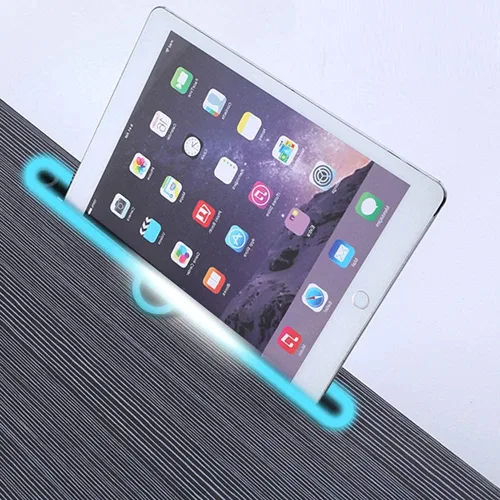 Vista 5 de Mesa portátil para laptop de oficina con cajón de almacenamiento, porta-taza y soporte para teléfono, mesa de bandeja para cama, escritorio plegable