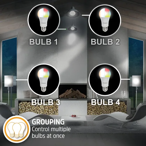 Vista 7 de Energizer Connect Smart A19 - Bombilla LED RGB multicolor y multicolor con control de voz y acceso remoto a través de tu teléfono inteligente