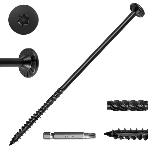 Vista 14 de FMhotu 100 Tornillos para Madera Negros con Cabeza de Estrella de 2-7/8 Pulgadas - Tornillos Resistentes al Óxido para Terrazas de Madera
