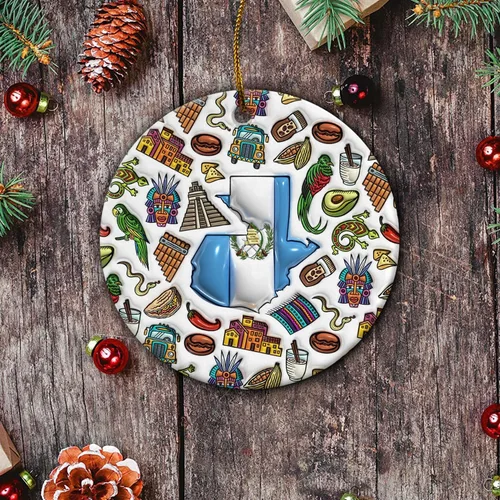 Vista 107 de Lotacy Bandera argentina argentina de Navidad de cerámica 2D impresa adorno con símbolos, decoración del hogar argentina regalos para hombres