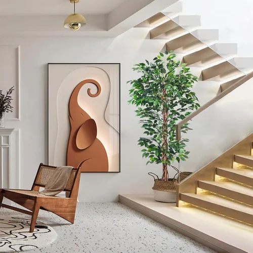 Vista 6 de HAIHONG Árbol de Ficus Artificial de 5 Pies, Plantas de Seda Artificial con Maceta de Vivero de Plástico Resistente, Árboles de Ficus Artificiales