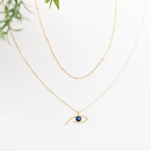 Vista 2 de Ava Riley Collar de oro delicado para el día de San Valentín para mujer, gargantilla en capas para mujer, collar largo de plata de oro de 14 quilates