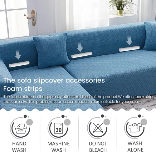 Vista 4 de OKYUK Funda para sofá modular en forma de L, 2 fundas de sofá jacquard de alta elasticidad de 3 + 3 asientos + 2 fundas de almohada, protector