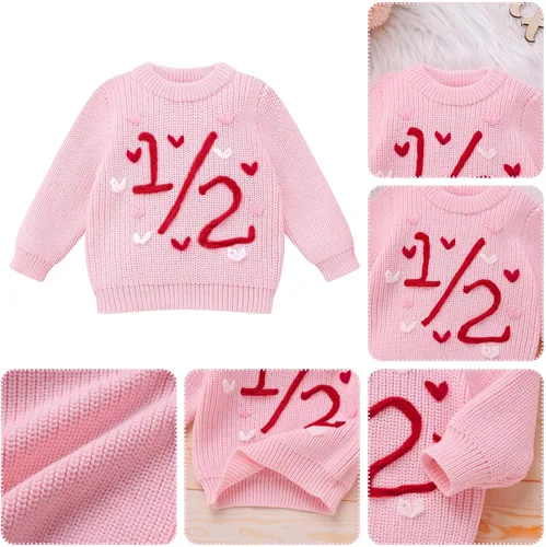 Vista 102 de Suéter de primer cumpleaños para bebés y niñas de un año de edad, sesión de fotos, otoño e invierno