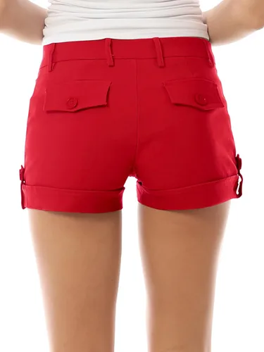 Vista 6 de MixMatchy Pantalones cortos casuales con puños y bolsillos para mujer