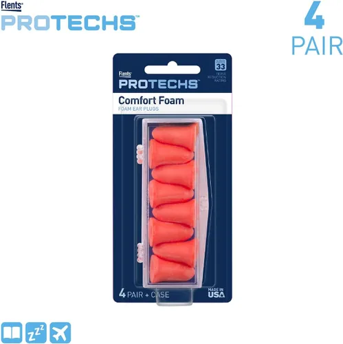 Vista 3 de Flents Tapones para los oídos de espuma suave 33NRR naranja con estuche