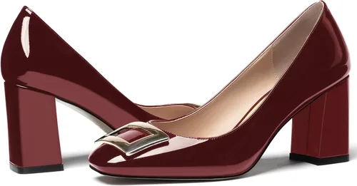 Vista 6 de WAYDERNS Zapatos de tacón alto con puntera cuadrada para mujer, de 3 pulgadas