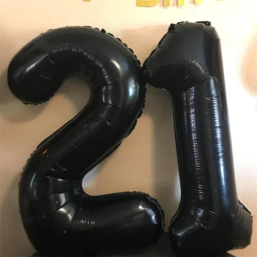 Vista 4 de Globos negros del número 10 para decoraciones de cumpleaños número 10, globos de helio de mylar de lámina de 40 pulgadas negros del número 1 & 0