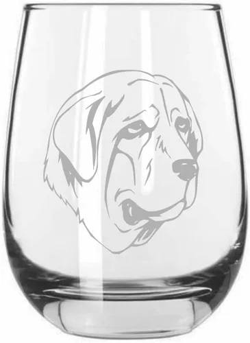 Vista 373 de Shar Pei (chino) - Vaso de vino sin tallo grabado para perro, 15.25 onzas