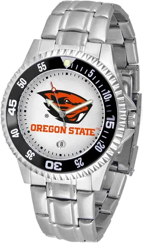 Vista 9 de SunTime Reloj de cuarzo de 1.575 in para hombre, correa de acero inoxidable de 0.787 in, esfera Gameday