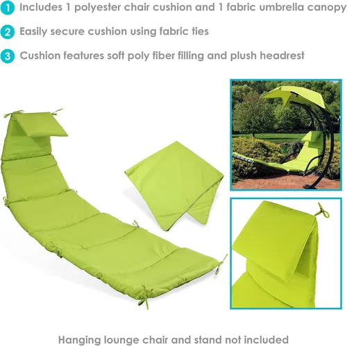 Vista 2 de Sunnydaze Reemplazo de cojín de silla colgante y tela flotante para paraguas solamente - Reemplazo de cojín de silla colgante curvada - Verde