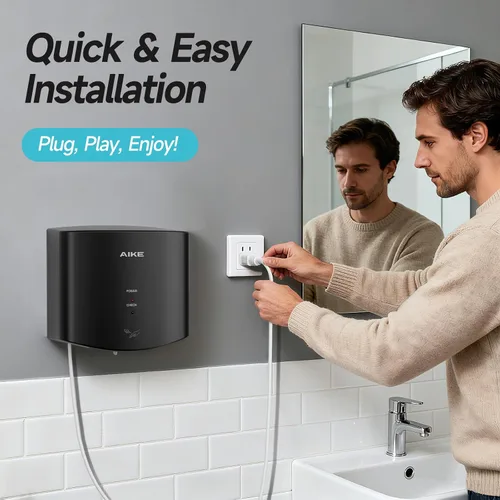 Vista 5 de AIKE Limpiador de aire compacto secador de manos 110V 1400W Negro (con enchufe de 2 pines) Modelo AK2630S