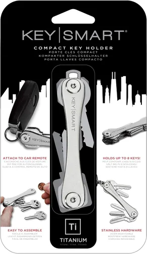 Vista 6 de KeySmart - Llavero organizador de llaves, de titanio, plateado, para uso diario, llavero para llave inteligente de automóvil, hasta 14llaves