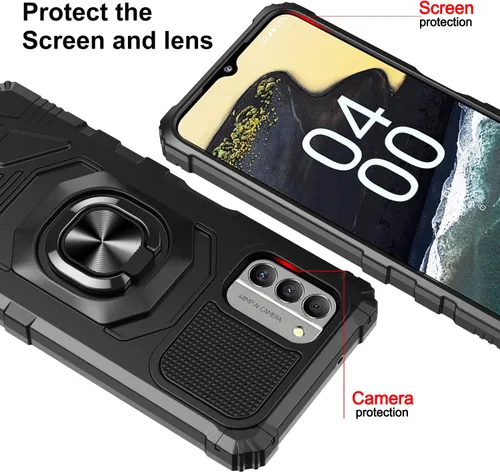 Vista 4 de Funda inalámbrica Galaxy para Nokia C300/G100 con protector de pantalla de vidrio templado, soporte de coche con anillo de soporte a prueba
