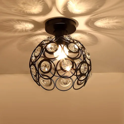 Vista 11 de Lámpara de techo de mini araña dorada, lámpara de techo de cristal, luces de pasillo de montaje semiempotrado, pequeñas cubiertas de lámpara