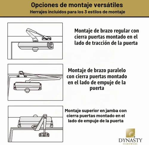 Vista 5 de Dynasty - Cierrapuertas ajustable Tamaño de resorte 1-4 Cierrapuertas automático hidráulico Serie ADA 1614 Aluminio rociado