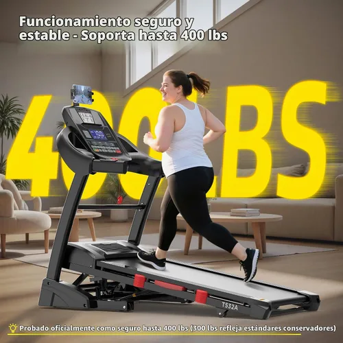 Vista 4 de Cinta de correr con inclinación automática del 15% de capacidad de 400 libras, máquina de correr plegable de 5.1 HP para el hogar con mango