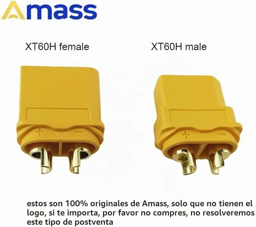 Vista 3 de Amass - 10 pares de conectores de bala XT60H actualizado de XT60 funda hembra y macho chapado en oro para piezas RC