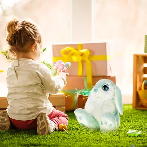 Vista 2 de My OLi - Conejo de peluche de Pascua de 8 pulgadas, conejito sentado, animal de peluche, regalo de Pascua para infantes, bebés, niños, niñas