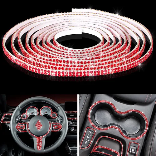 Vista 7 de Kingdder Moldura Brillante para Auto de 16.4 Pies Autoadhesiva con Cristales de Strass Brillantes Accesorios de Interior y Exterior de Auto