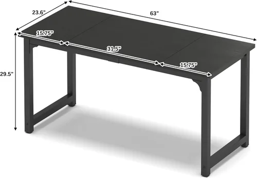 Vista 2 de NSdirect - Escritorio extra grande de 63 pulgadas XL para computadora, tiene una amplia mesa de trabajo para escritura, juegos y trabajo en casa