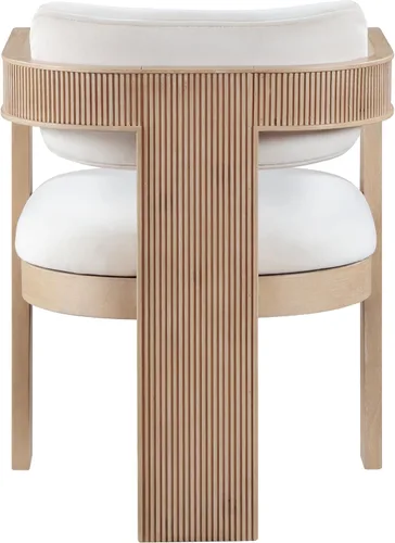 Vista 7 de Meridian Furniture 11094Cream-C Sacha Collection Silla de comedor Art Deco, terciopelo crema Ultra Luxe, terciopelo de 460 GSM, acabado natural