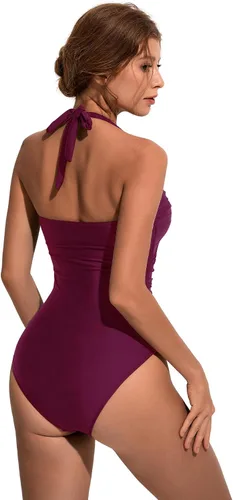 Vista 22 de SUUKSESS Traje de baño sexy de una pieza con volantes y control de abdomen para mujer