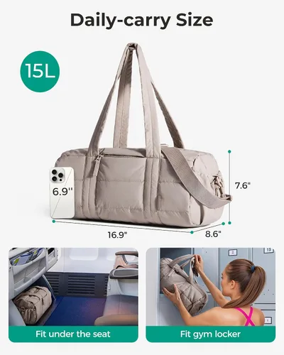 Vista 2 de BAGSMART Reiki - Bolsa de gimnasio para mujer, bolsa cruzada mediana para esterilla de yoga con bolsillo para artículos húmedos y secos, bolsa