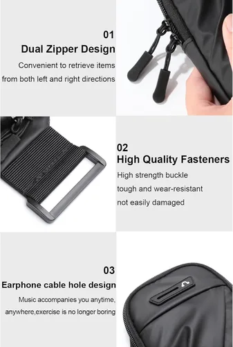 Vista 4 de Brazalete para teléfono, resistente al agua, con ranura para cremallera, soporte para teléfono celular para iPhone 16, 15, 14, 13, 12, 11 Pro