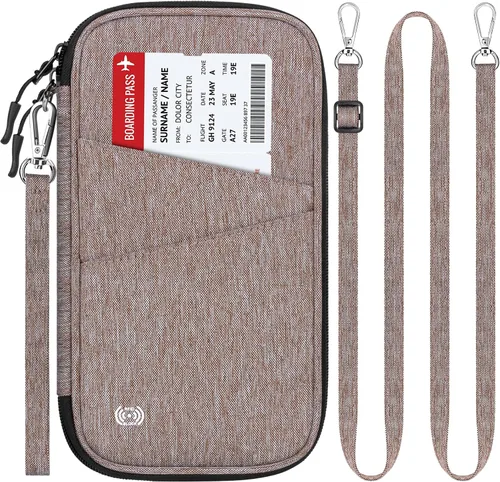 Vista 12 de BKNOOU Soporte para pasaporte familiar con bloqueo Rfid, organizador de documentos de viaje, cartera de pasaporte de viaje, impermeable, soporte 01