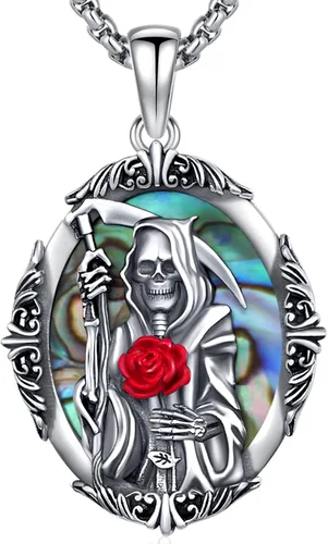Vista 116 de Collar de amuleto de medalla de San Patrono de plata/oro de 14 39A-St Peregrino-Plata