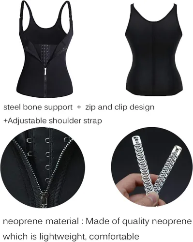 Vista 6 de GainKee, corsé para cinturón de clip y cremallera para mujer, neopreno, chaleco de sudor para dar forma al cuerpo