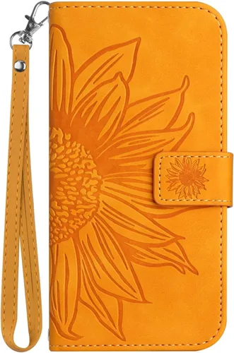 Vista 11 de XYX Wallet Case Compatible with Honor X7, Emboss Half Flower Floral PU Leather Flip Protective Case with Wrist Strap Kickstand for Honor X7, Deep