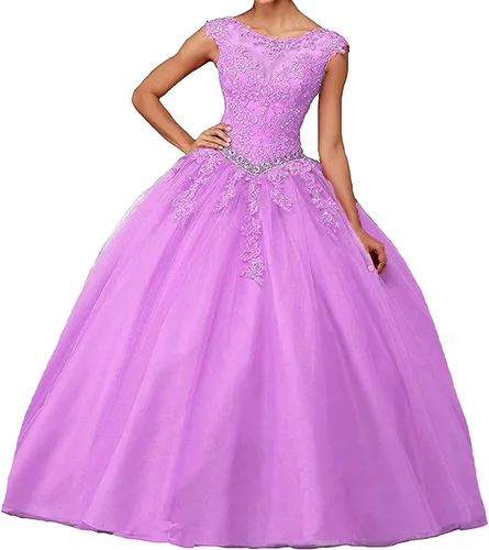 Vista 50 de QXMYOO Vestido de Gala de Quinceañera Sweet 16 Fiesta de Graduación Vestido de Princesa para Adolescentes Negro (Style1-Black)