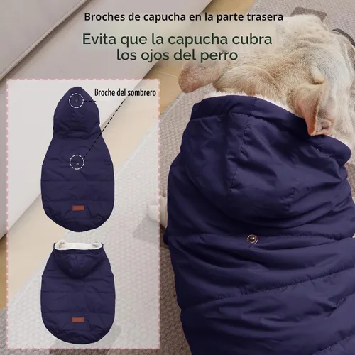 Vista 4 de vecomfy - Sudadera con capucha para perro, forro polar y algodón, extra cálida, para invierno, chaqueta para perro pequeño, abrigos con capucha