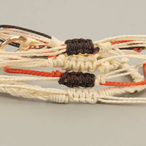 Vista 5 de Pulsera de cuerda trenzada hecha a mano con diseño de girasol para adolescentes y mujeres Beige