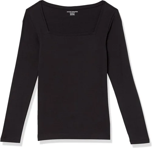 Vista 6 de Tienda Essentials Camiseta de manga larga ajustada con cuello cuadrado para mujer