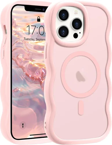 Vista 113 de Pepmune - Funda para iPhone 12 Pro Max con marco ondulado y estructura rígida, color mate claro, cubierta trasera unisex, compatible con Magsafe